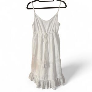 Sfera Casaul Seersucker Flowy Dress with Crochet Lace Trim